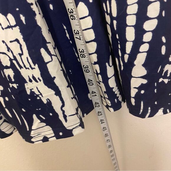 Navy blue print stretch v neck wrap midi summer sleeveless dress M NEW - Picture 8 of 10